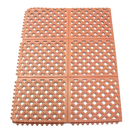Rhino Mats Drain-X Diamond Drainage Mat, Rubber, Drainage Holes, 2 ft W x 3 ft L, Terra Cotta DX-2436R